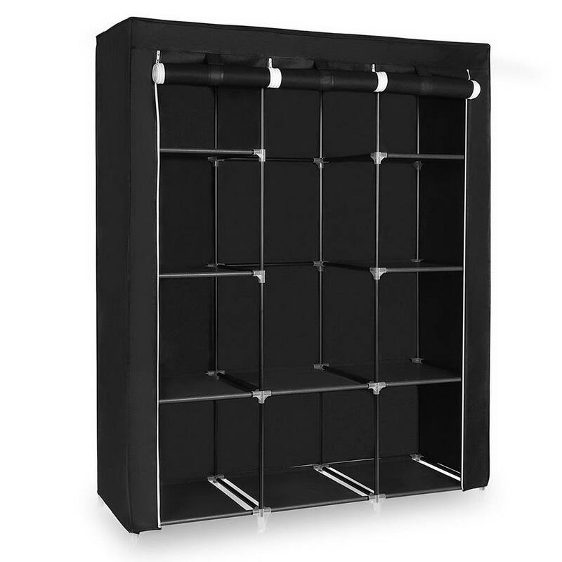 4 Tiers 10 Cube Clothes Organizer Clothes Wardrobe Waterproof Fabric Storage Closet - Black