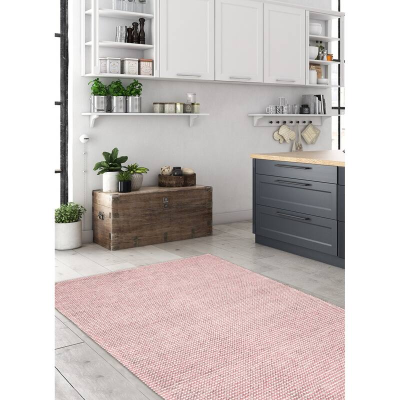ECARPETGALLERY Braid weave Sienna Pink Wool Rug - 5'0 x 8'0