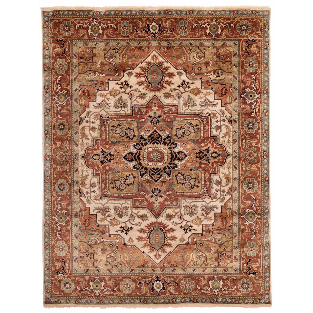 ECARPETGALLERY Hand-knotted Jules Sultane Ivory Wool Rug - 7'10 x 10'1
