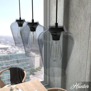 Hunter Vidria 3-Light Linear Cluster Ceiling Light - Kitchen Island, Dining Room Table - Contemporary, Transitional