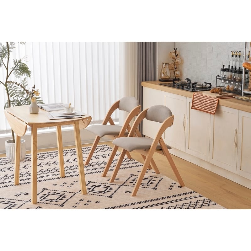 2 Pack Modern Folding Chairs with Padded Seat and Back, Wooden Dining Chairs Extra Chair for Living Room Office Wedding Party