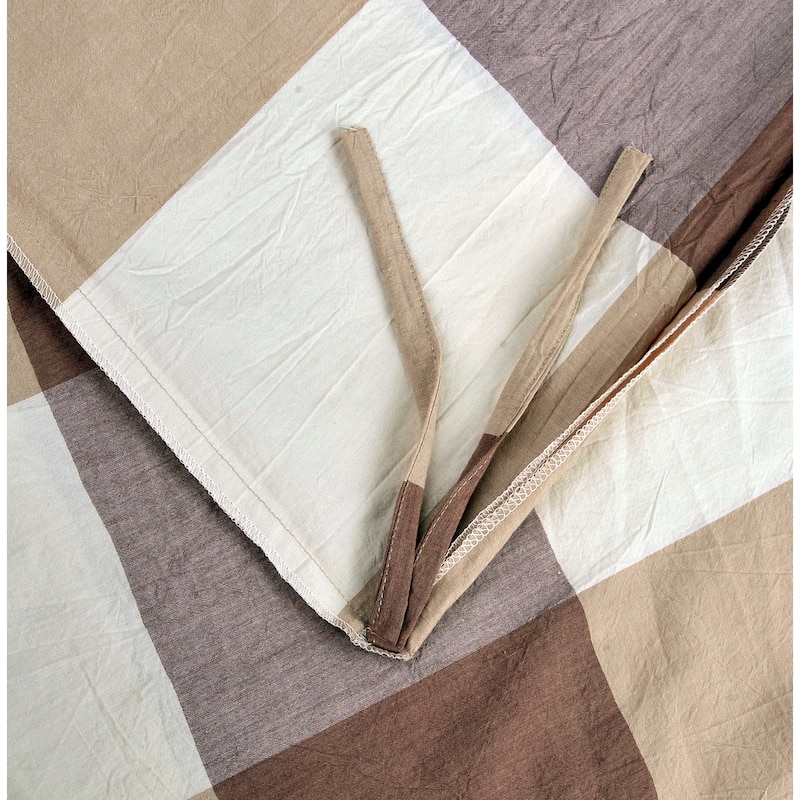 Cotton Plaid Windowpane Check 3-piece Duvet Cover Set
