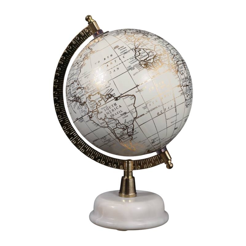 Resin Decorative Globe Modern Sleek Wood Base for Casual Home - 10.0"