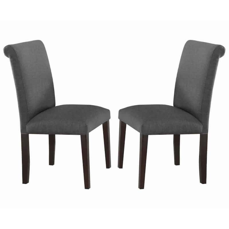 Brown/Gray Fabric Upholstered Wood Frame Dining Chair, Set of 2, Sturdy Dining Chair for Dining Rooms - 23.5