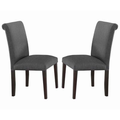 Brown/Gray Fabric Upholstered Wood Frame Dining Chair, Set of 2, Sturdy Dining Chair for Dining Rooms - 23.5