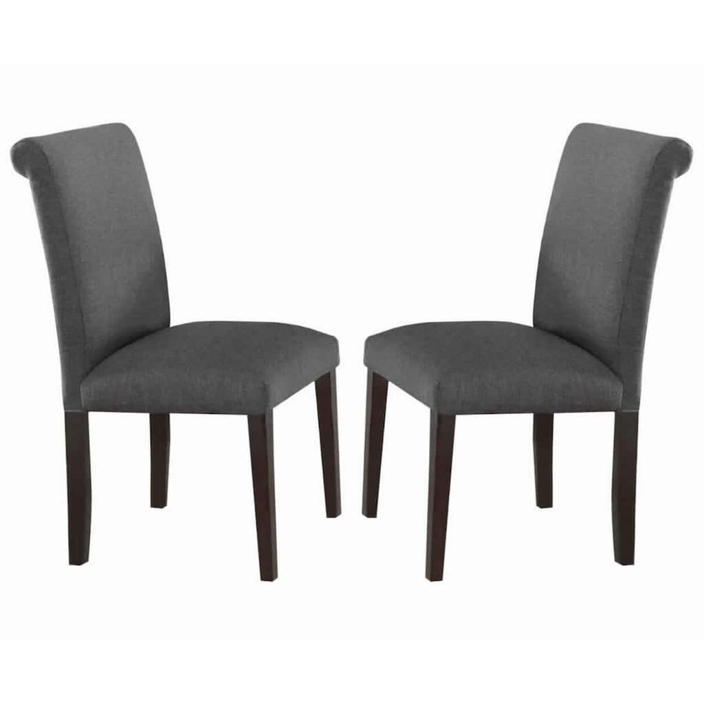 Brown/Gray Fabric Upholstered Wood Frame Dining Chair, Set of 2, Sturdy Dining Chair for Dining Rooms - 23.5