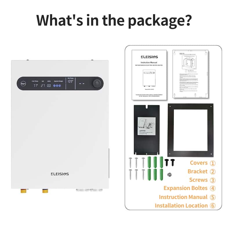 Tankless Electric Water Heater Instant Hot Water, LED Digital Display, Self-Modulating, Energy Efficient