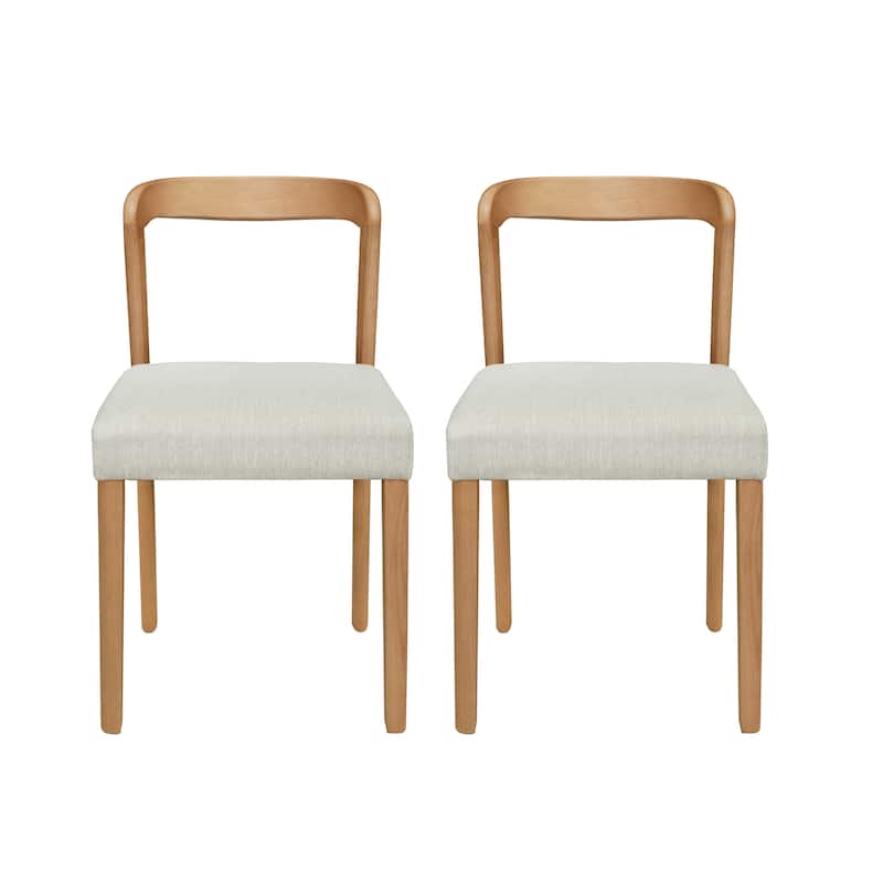 Christopher Knight Home - Eamon Fabric Upholstered Dining Chair with Rubber Wood Frame(Set of 2)