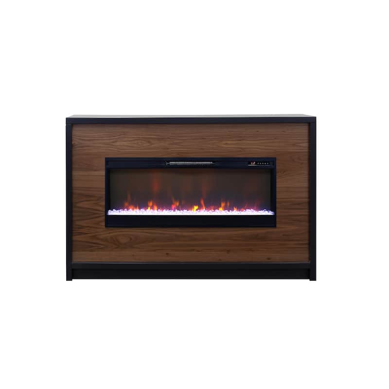 Bridgevine Home Aria 62 inch Fireplace Mantel, Minimal Assembly, Black and Walnut Finish