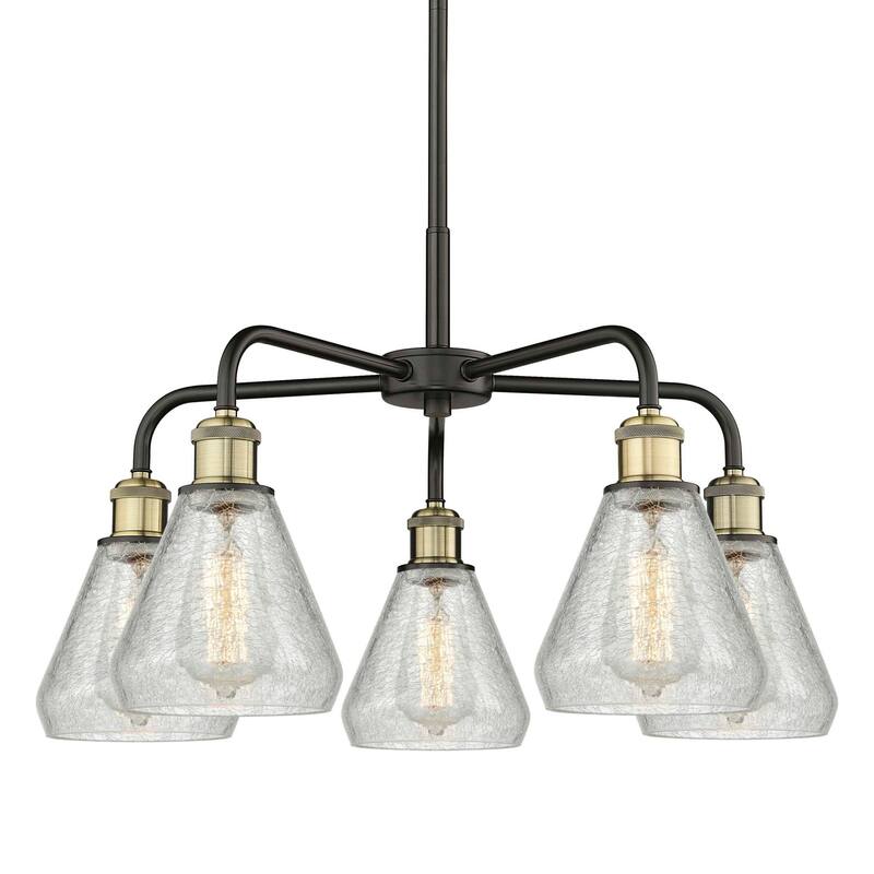 Innovations Lighting 516-5CR-15-24 Conesus Chandelier Conesus 5 Light - Black Antique Brass / Clear Crackle