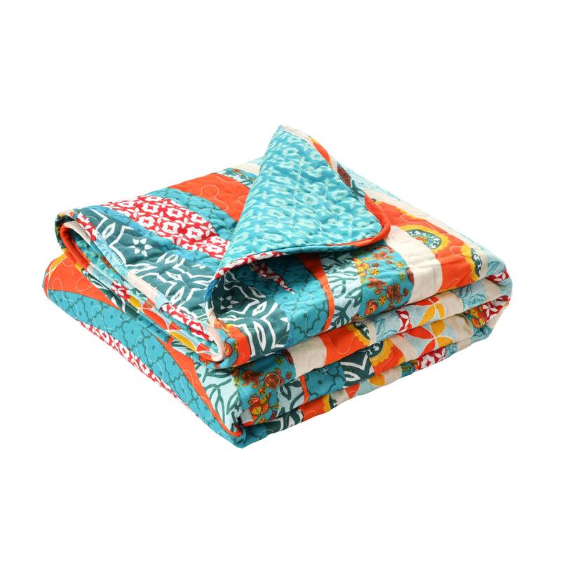 Lush Decor Hailey Watercolor Wave Reversible Cotton Throw Blanket