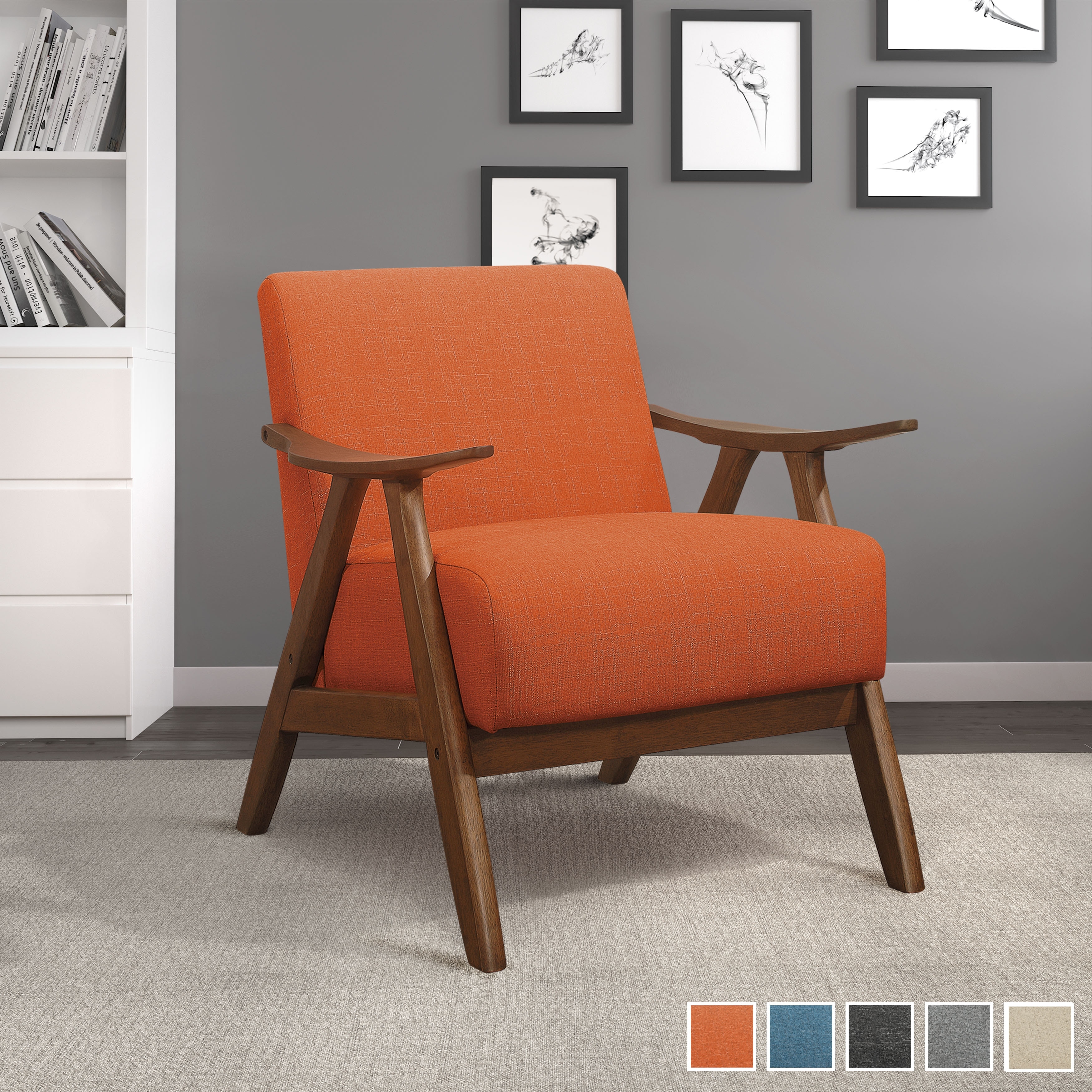 Fremont & Park Fremont & Park Levine Walnut Wood Retro Accent Chair - 28.5" x 32" x 31.5"