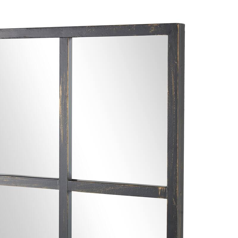 Metal Window Pane Inspired Grid Room Wall Mirror - Copper, Brown, Black - Roche River Decor