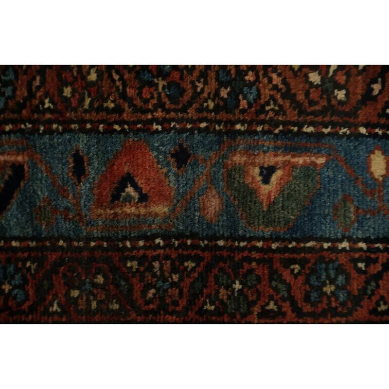 Hand Knotted Oriental 100% Wool Carpet Traditional Floral Navy Blue & Blues Hamedan Area Rug - 6' 6'' X 4' 5''