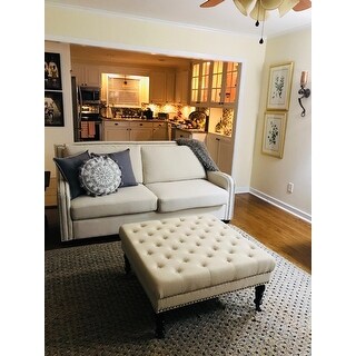 Faizah White Linen Nailhead Sloped Arm Sofa by iNSPIRE Q Artisan