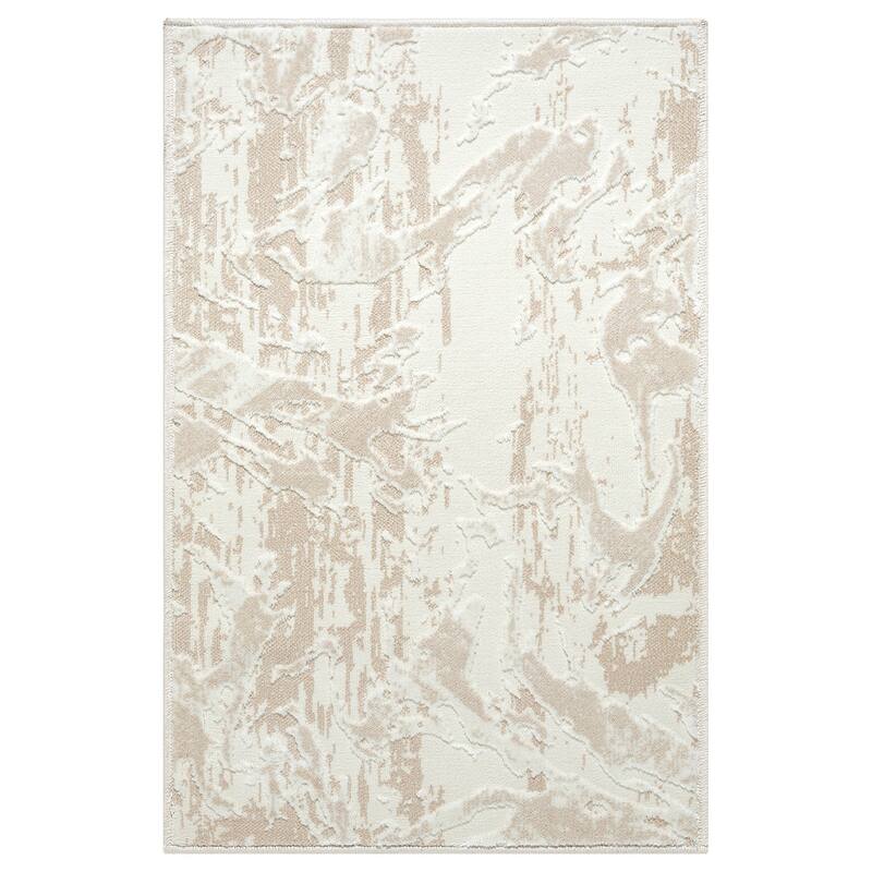 Abani Rugs TER110A Cream Beige Abstract Wavy Area Rug