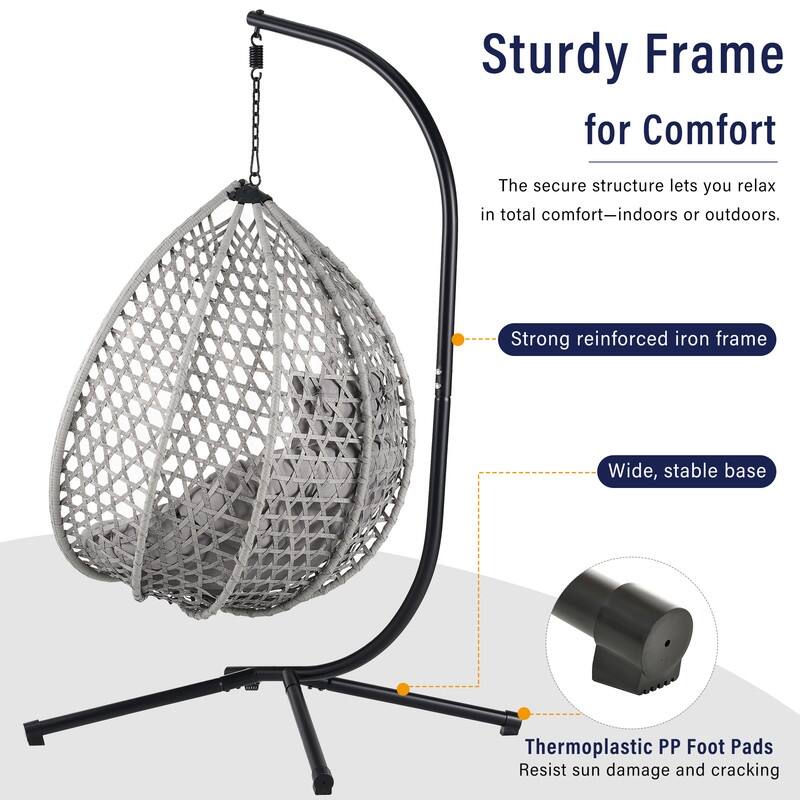 Wicker Hanging Egg Chair for Indoor and Outdoor Relaxation