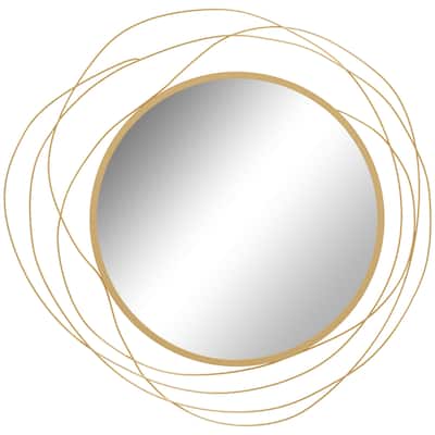 Modern Metal Wall Art Mirror Decor for Living Room Bedroom Dining Room, Gold