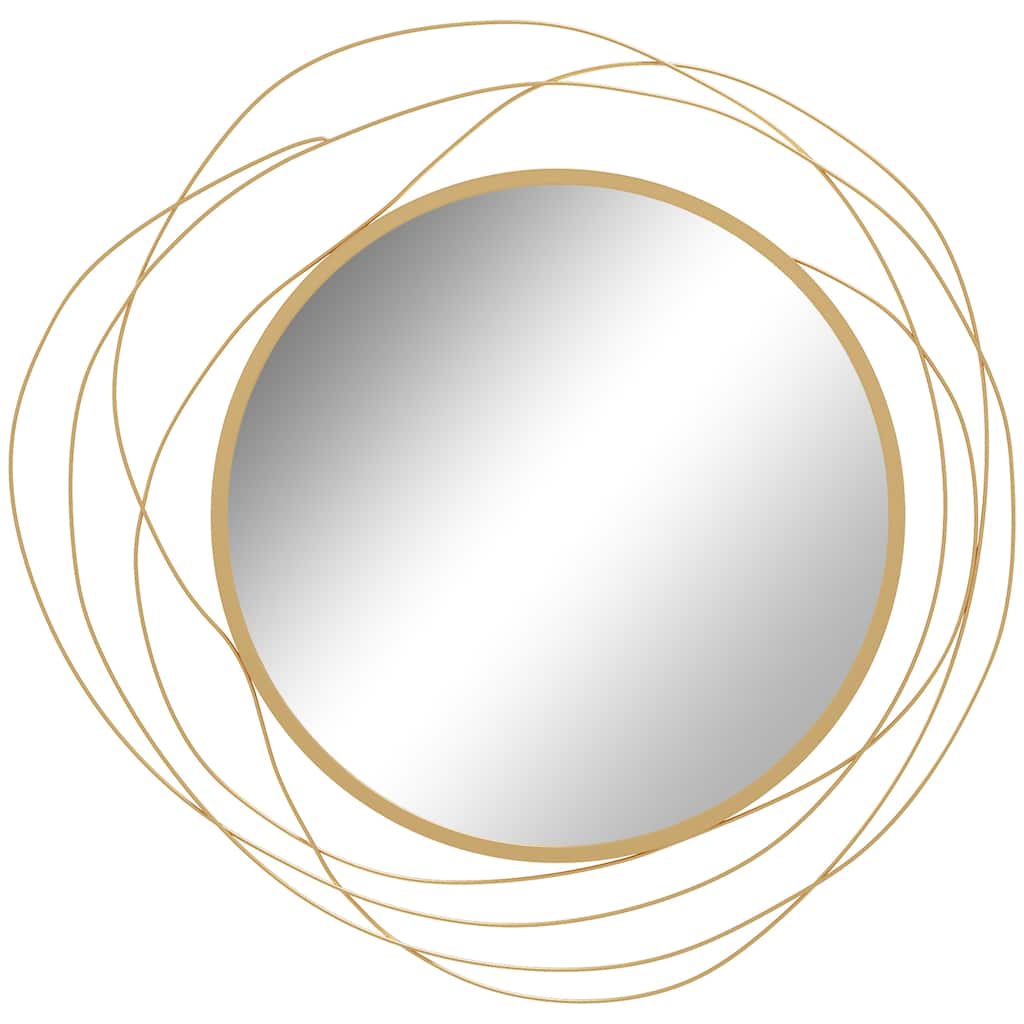 Modern Metal Wall Art Mirror Decor for Living Room Bedroom Dining Room, Gold