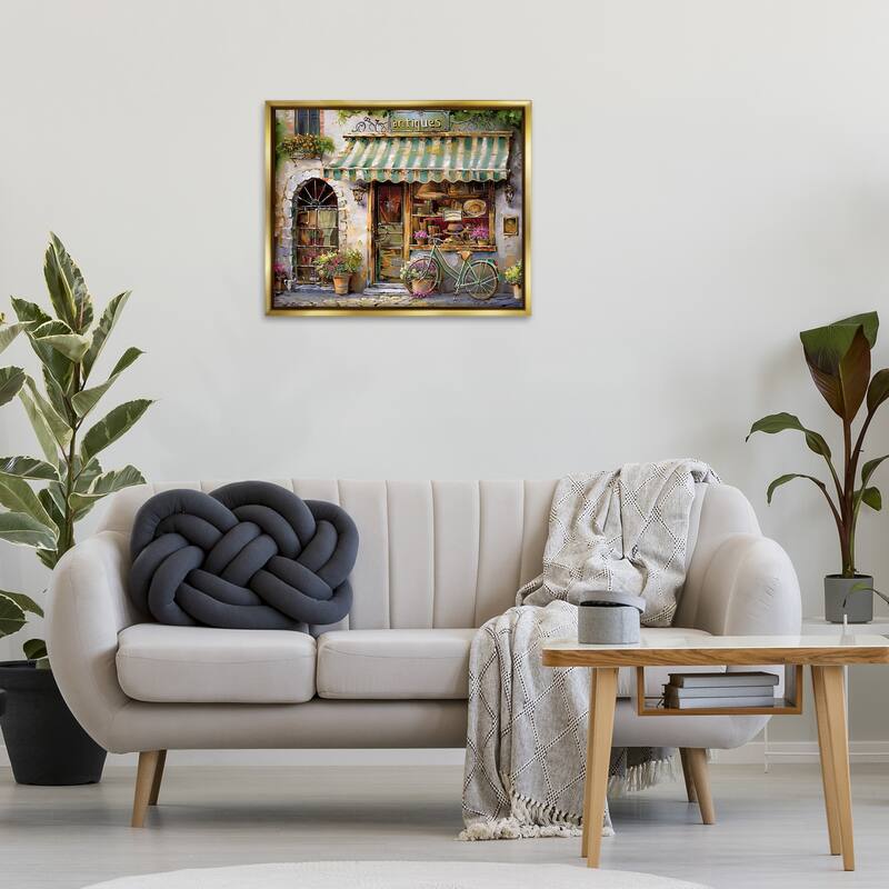 Stupell Charming Antique Shop Framed Floater Canvas Wall Art Design By Arlington Prints