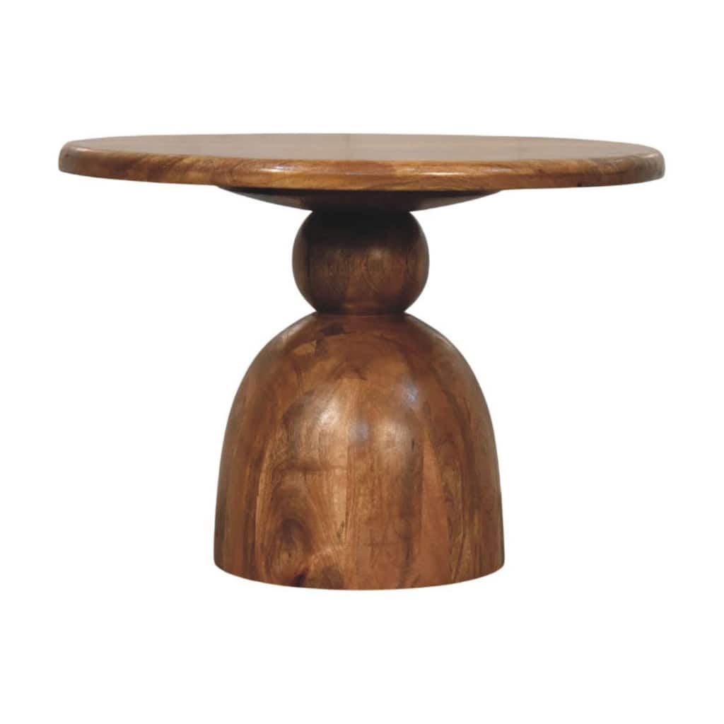 Artisan Furniture Solid Wood Sculpted Pedestal Coffee Table , Brown