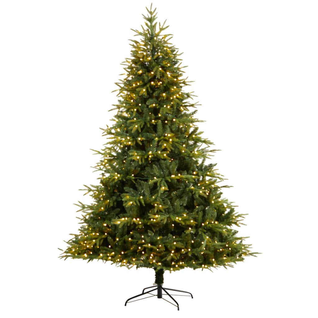 8' Pre-Lit Colorado Mountain Fir Artificial Christmas Tree, Multicolor LED Lights - 8 Foot