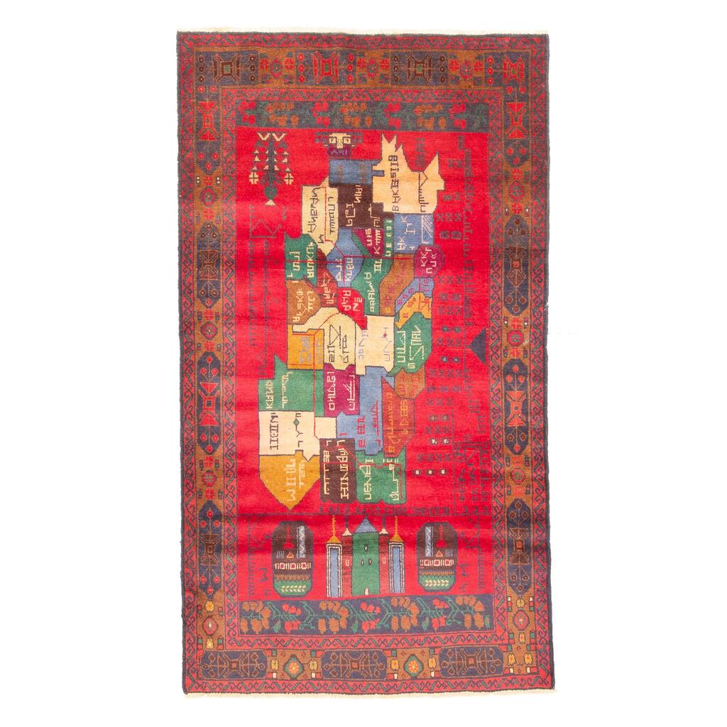 ECARPETGALLERY Hand-knotted Teimani Red Wool Rug - 3'8 x 6'8