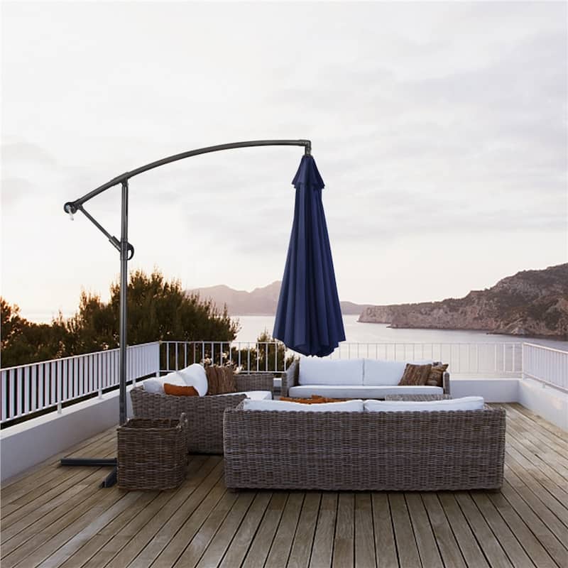 Yaheetech 10 Ft Patio Offset Umbrella Outdoor Hanging Cantilever Umbrella with Crank & Cross Base