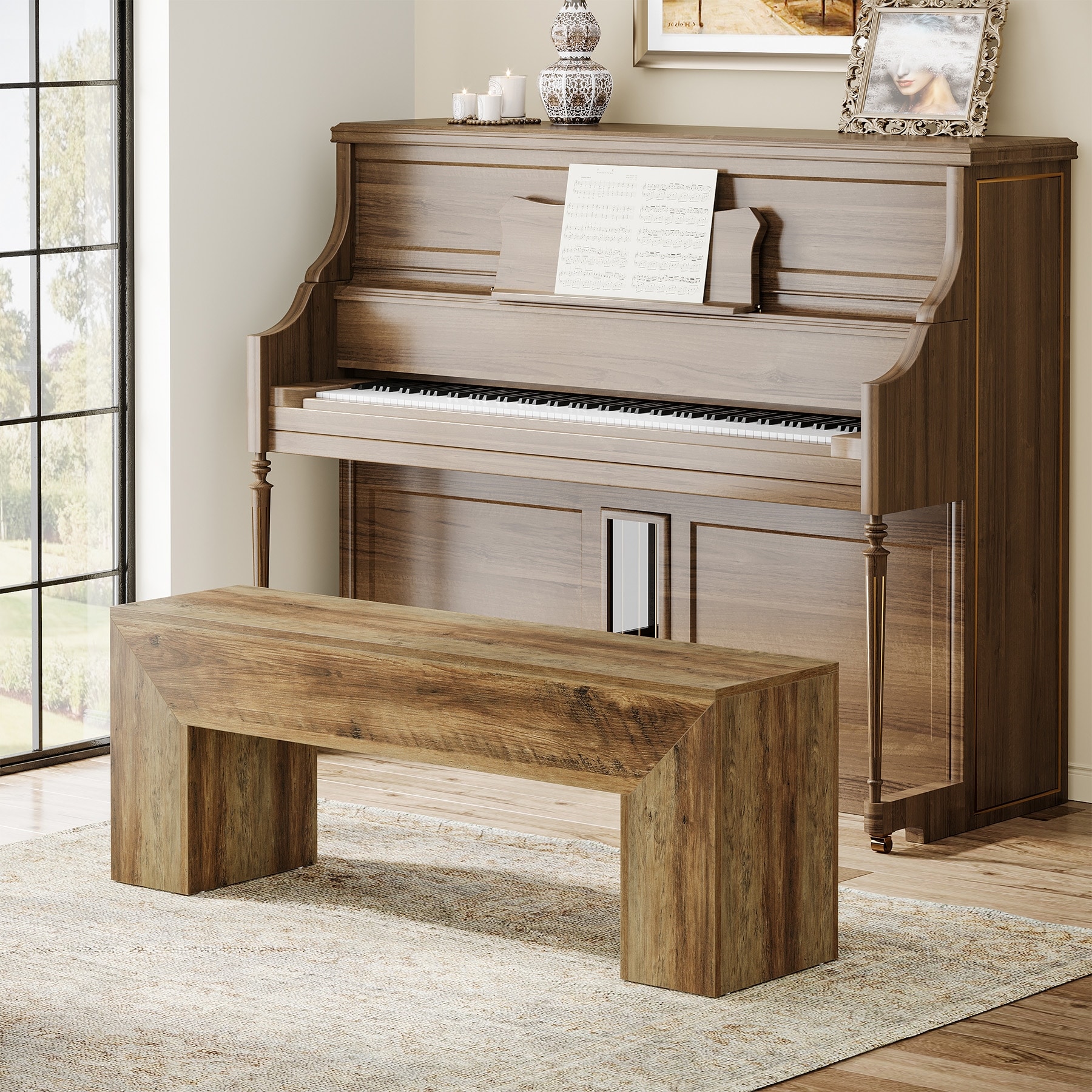 47 Inches Wooden Entryway Shoe Bench Storage Bench - 11.81