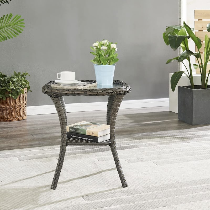 Pocassy Outdoor Wicker Bistro Set, 3 Piece Patio Set