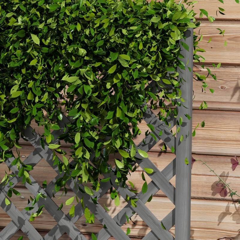 Outsunny Wooden Raised Garden Bed with Trellis, 46" Planter Box, to Grow Vegetables, Herbs, and Flowers for Backyard