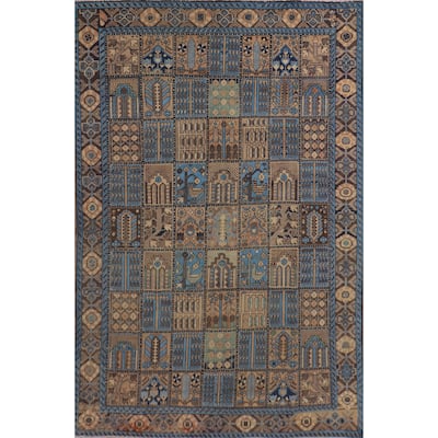 Garden Design Bakhtiari Persian Vintage Rug Handmade Blue Wool Carpet - 6'11"x 10'2"