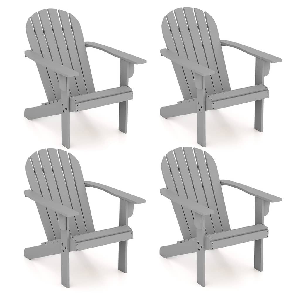 Gymax 4PCS Patio Adirondack Chair w/ Inclined Seat High Backrest &