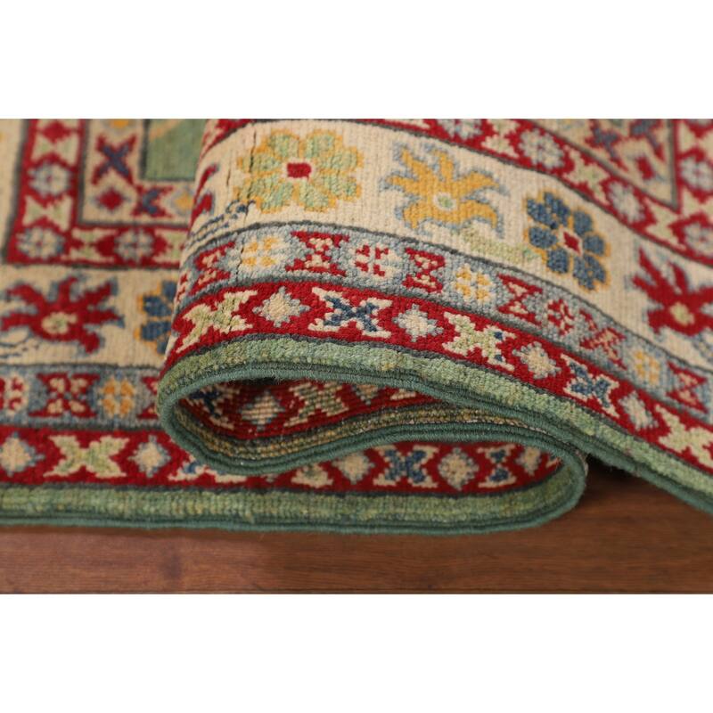 Light Green Kazak Oriental Rug Handmade Traditional Wool Carpet - 2'7" x 3'10"