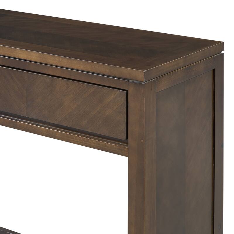 Brown Rustic Wooden Console Table with Storage Drawers