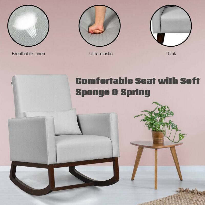 Gymax 2-in-1 Fabric Upholstered Rocking Chair Nursery Armchair with - See Details