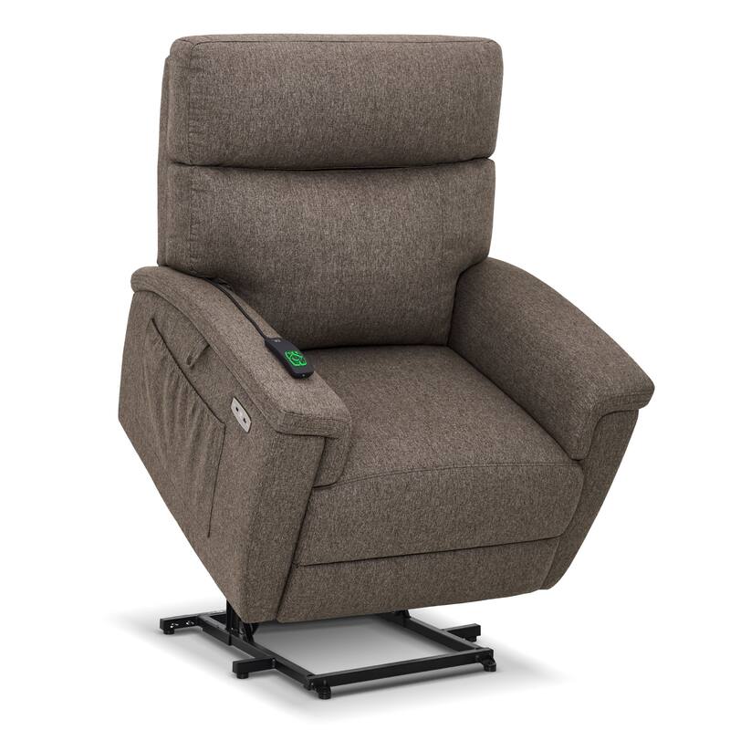 MCombo Power Recliner Lift Chair with Massage, Dual Heating and Adjustable Headrest for Big Elderly People, Fabric R7605