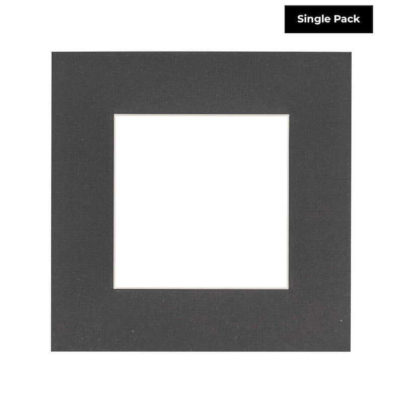 16x16 Mat for 12x12 Photo - Textured Black Matboard for Frames Measuring 16 x 16 In- To Display Art Measuring 12 x 12 Inches