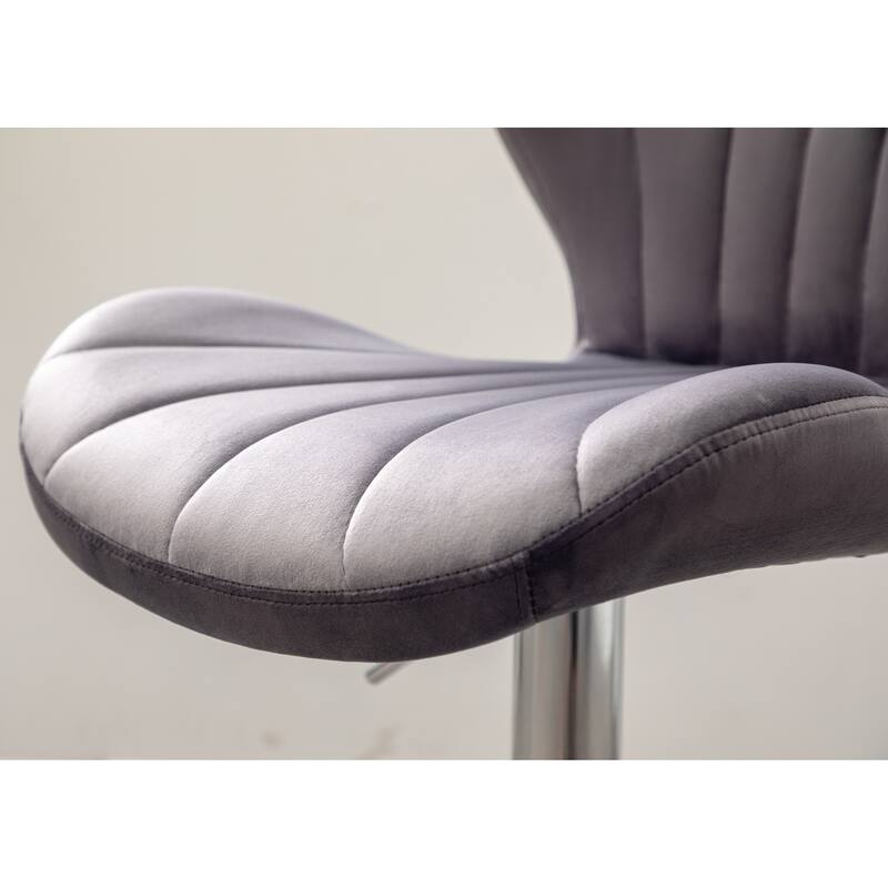 Upholstered Adjustable Swivel Barstools Set Of 2