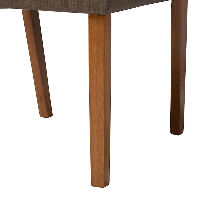 Baxton Studio Montreal Mid-century Dark Walnut Wood Grey Faux Leather Dining Chairs