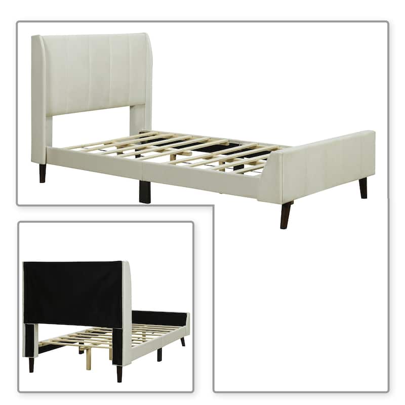 Classic Velvet Upholstered Platform Bed with Centre Support Legs