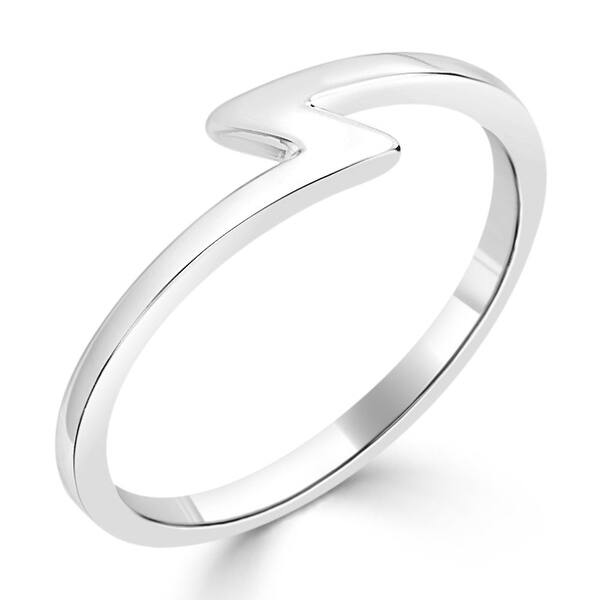 Shop Auriya Women S Petite Ultra Thin Stackable Lightning Bolt 10k Gold Ring Overstock 16740703