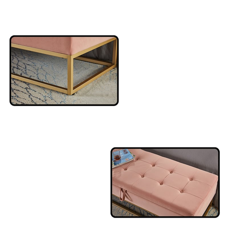 Metal Base Bed Bench with Storage