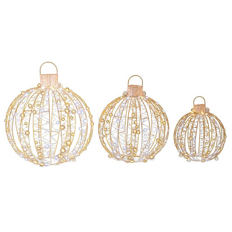 Gymax Set of 3 Christmas Globe Light Hanging Tree Light Ball Decor w/