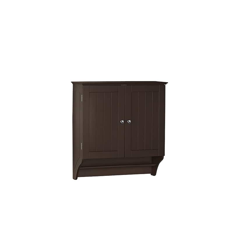 RiverRidge Ashland Two-Door Bathroom and Laundry Wall Mount Storage Medicine Cabinet with Towel Bar - Espresso