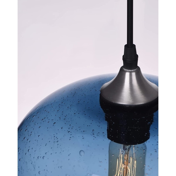2 pack blue glass pendant lighting modern bubble light with