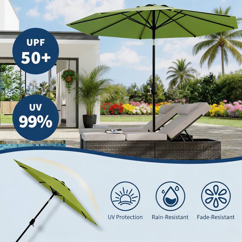 10ft Outdoor Patio Umbrella, with Crank Lift & Push Button Tilt, UV Protection Waterproof