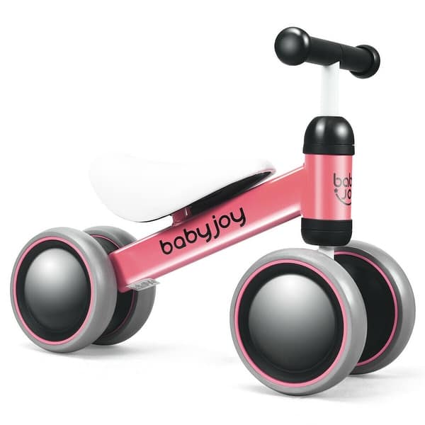 slide 2 of 11, 4 Wheels No-Pedal Baby Balance Bike-Pink - Pink Pink
