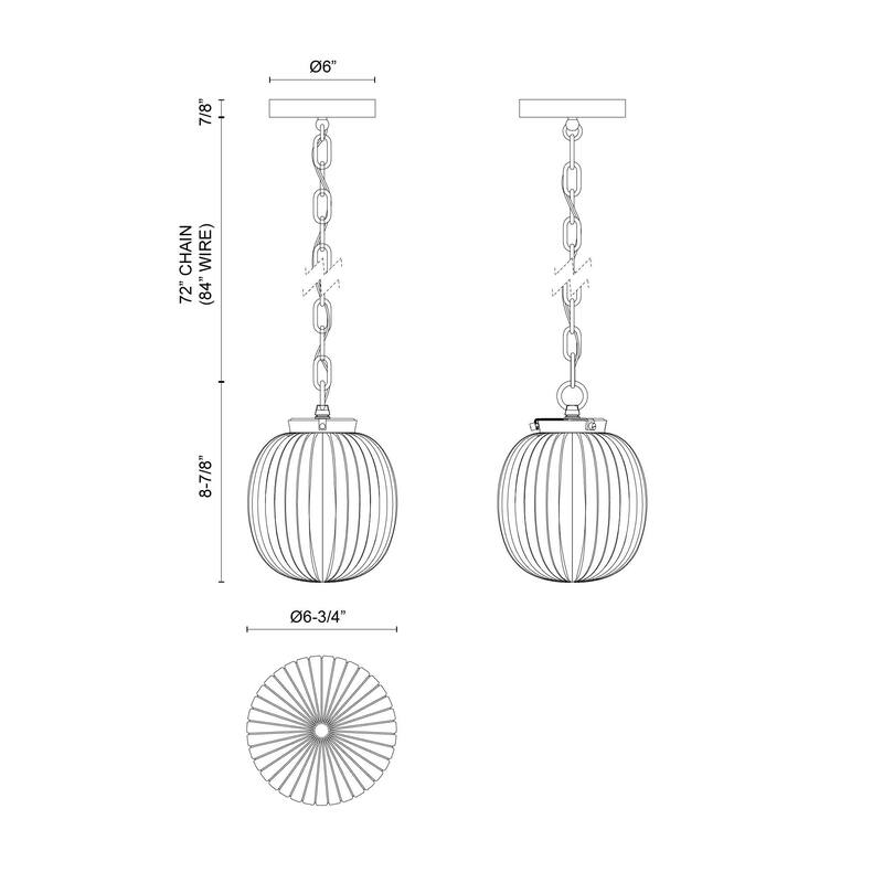 Alora Lighting PD579107 Cherise 7" Wide Mini Pendant with Ribbed Opal