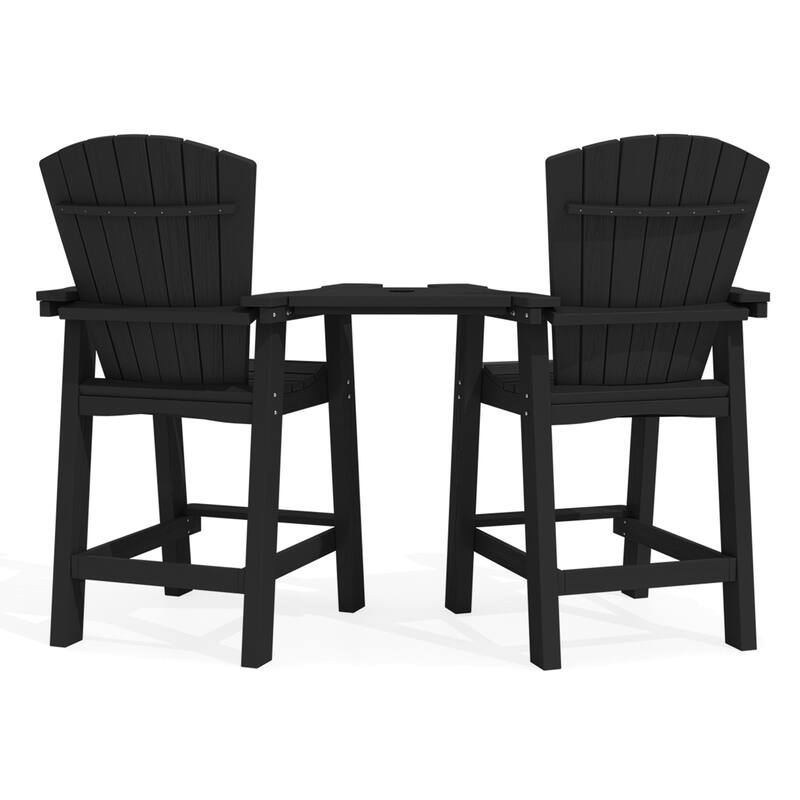 Outdoor Tall Adirondack Chair Set of 2 with Connecting Tray